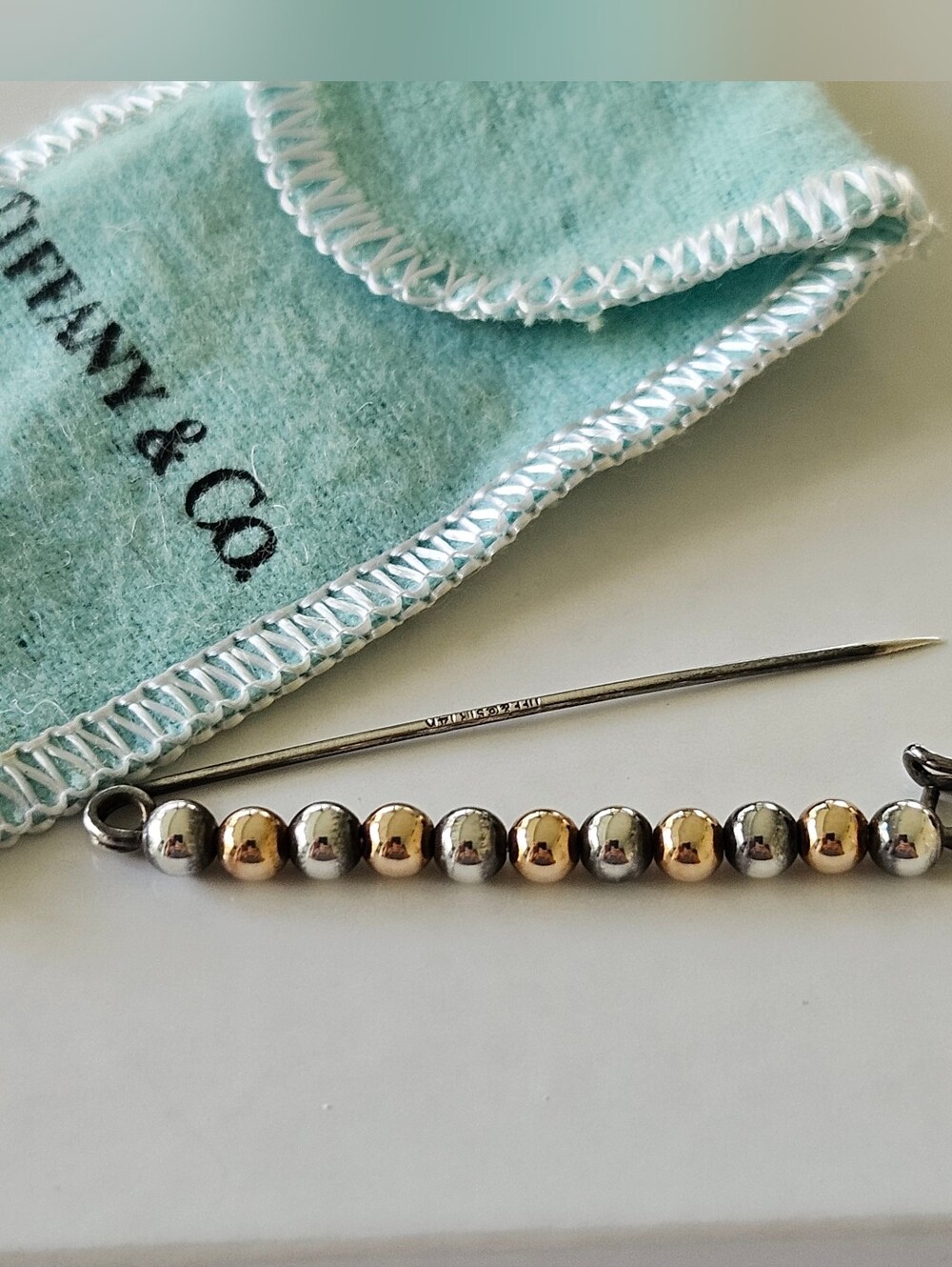 14 Kt TIFFANY & CO Brooch, 14kt Gold & Silver Tiffany Pin, Vintage TIFFANY - Picture 2 of 5